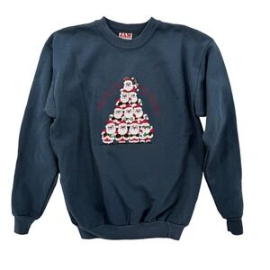 Vintage JAM Christmas Sweatshirt Mens Medium Santa Claus Tree Ho Ho Ho USA 90s